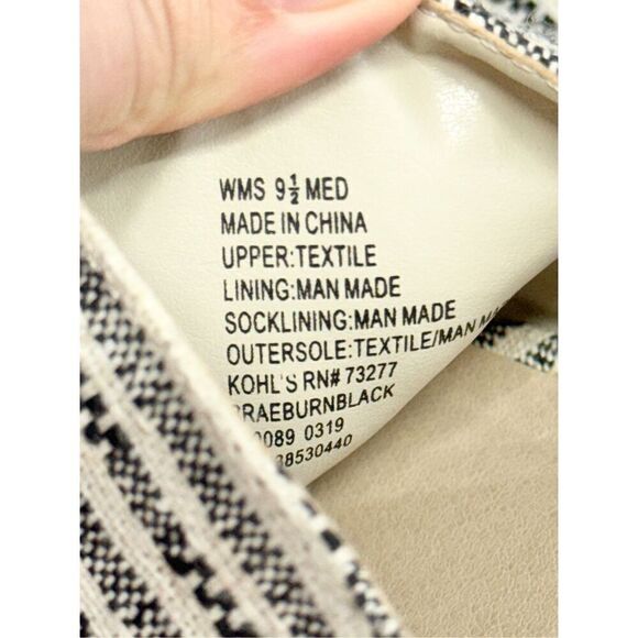 Simply Vera Wang Wedges Size 9.5 Black White Textile Upper Open Toe Sandals - Picture 10 of 11